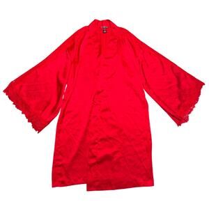 Victoria's Secret Red Satin Lace Kimono Robe XS/S (Missing Belt)